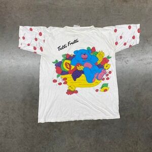 Vintage Tutti Frutti Men's White Graphic T-Shirt Size XL 80s Oversized